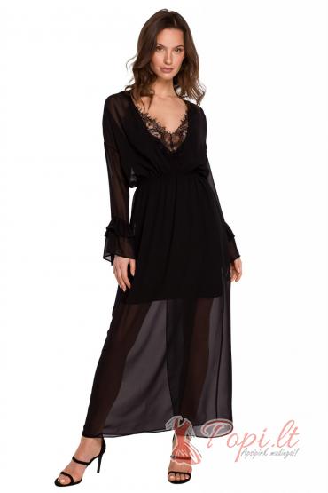 Šifoninė ilga suknelė Afelė (juoda)