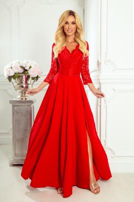 Ilga proginė suknelė su skeltuku Agnietė (raudona)