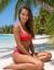 Maudymosi kostiumėlis „Sunset Bloom“, raudonas
