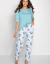 Turquoise Pyjamas with Floral Trousers Varnelmina