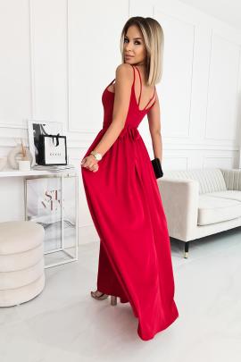 Ilga proginė suknelė su skeltuku Odrėja (raudona) (XS)