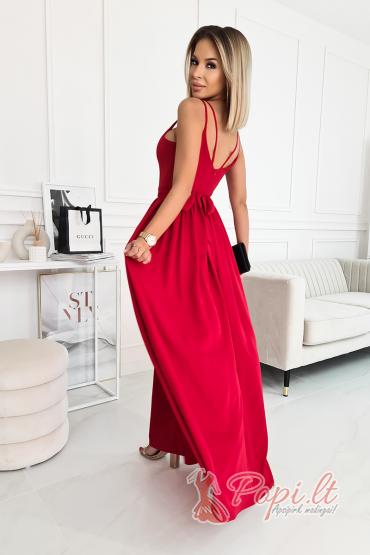 Ilga proginė suknelė su skeltuku Odrėja (raudona) (XS)