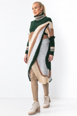 Ilgas megztinis aukštu kaklu Soleti (chaki)