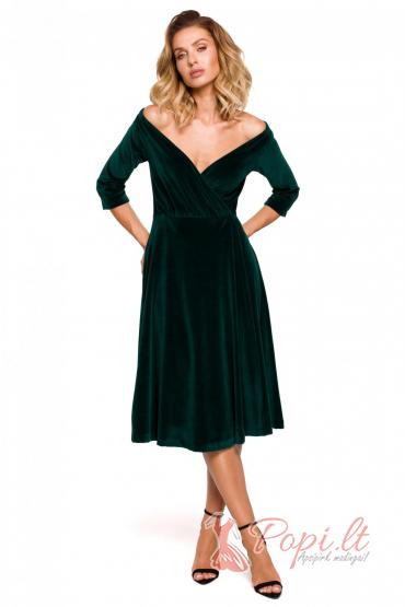 Veliūrinė proginė suknelė Golita (tamsiai žalia)