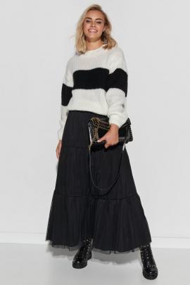 Ilgas tiulio sijonas Andėja (juodas)