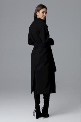 Ilgas paltas su diržu Otela (juodas) (XL)