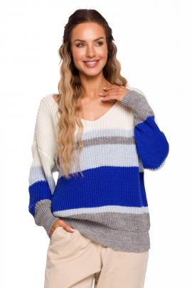 Dryžuotas megztinis Agreta (mėlynas)