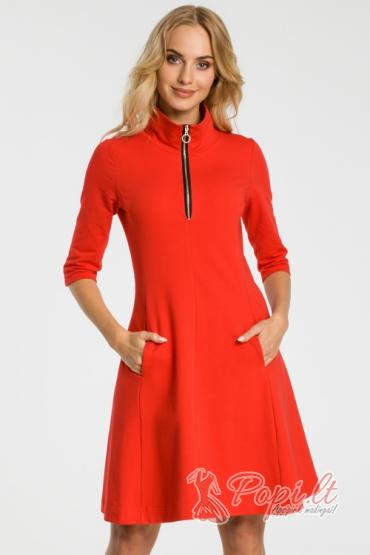 Suknelė aukštu kaklu Gintė (raudona)