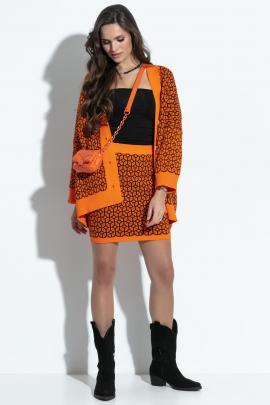 Sijono ir megztinio kostiumėlis Peidi (oranžinis)