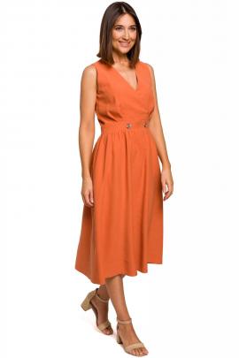 Midi ilgio suknelė su kišenėmis Odorė (oranžinė)