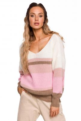 Dryžuotas megztinis Agreta (rožinis)