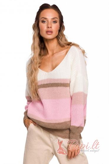 Dryžuotas megztinis Agreta (rožinis)