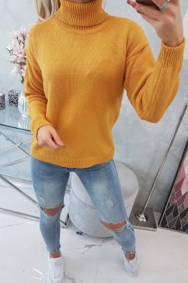 Klasikinis megztinis aukštu kaklu Morelė (geltonas)