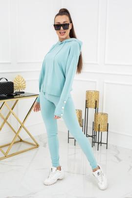 Mint-colored knitted set with hood by Tolvėja