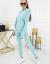 Mint-colored knitted set with hood by Tolvėja