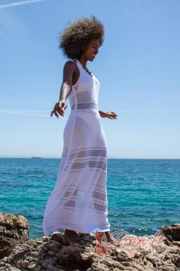 Ažūrinė balta paplūdimio suknelė Fraili