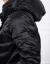 Pūkinis paltas su gobtuvu Baiba (juodas blizgus)