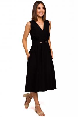 Midi ilgio suknelė su kišenėmis Odorė (juoda)