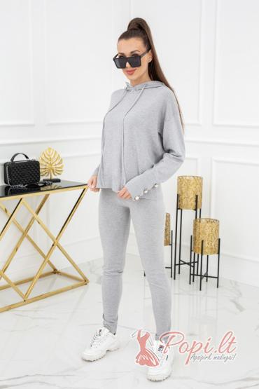 Silver-colored knit set with hood by Girmvydė