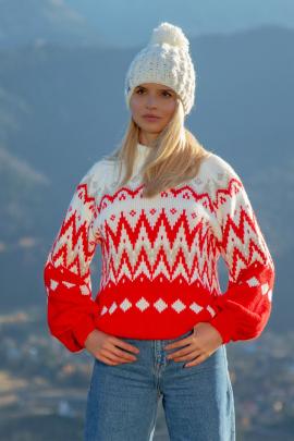 Kalėdinis megztinis Dovila (raudonas)