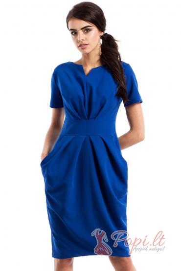 Įdomaus silueto suknelė Oksita (mėlyna)