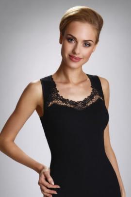 Women’s black blouse with lace neckline “Aušrinė”