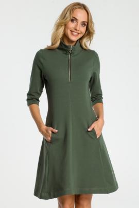 Suknelė aukštu kaklu Gintė (tamsiai žalia)