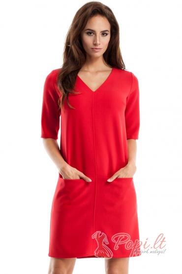 Suknelė su kišenėmis Morela (raudona)